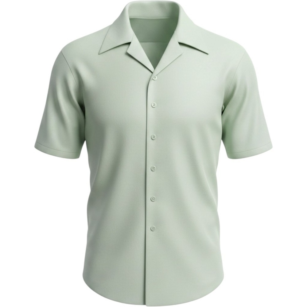 Vintage Kmart Mens 15.5 Mint Green Knit Dress Shirt 70s Disco Short Sleeve Retro